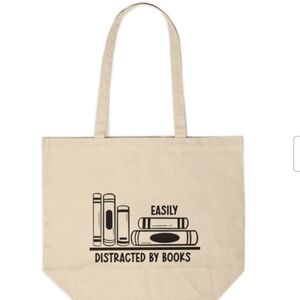 Easily Distracted by Books Custom Canvas Tote Bag